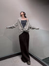 SWAYING 25 Fall/Winter Collection: Fringe-trimmed Yak Wool Maxi Skirt SW-SW25AW3B15C2S2-ZONG (Brown)